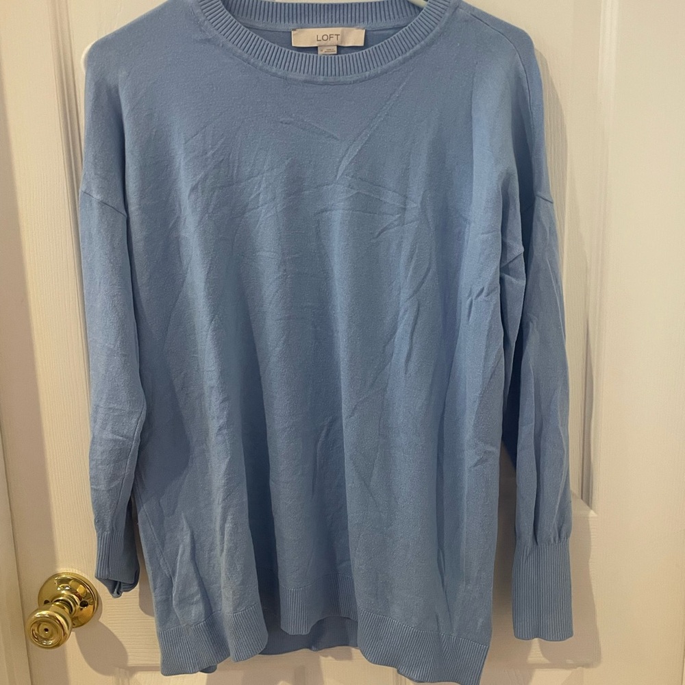 LOFT Light Blue long Crewneck Sweater